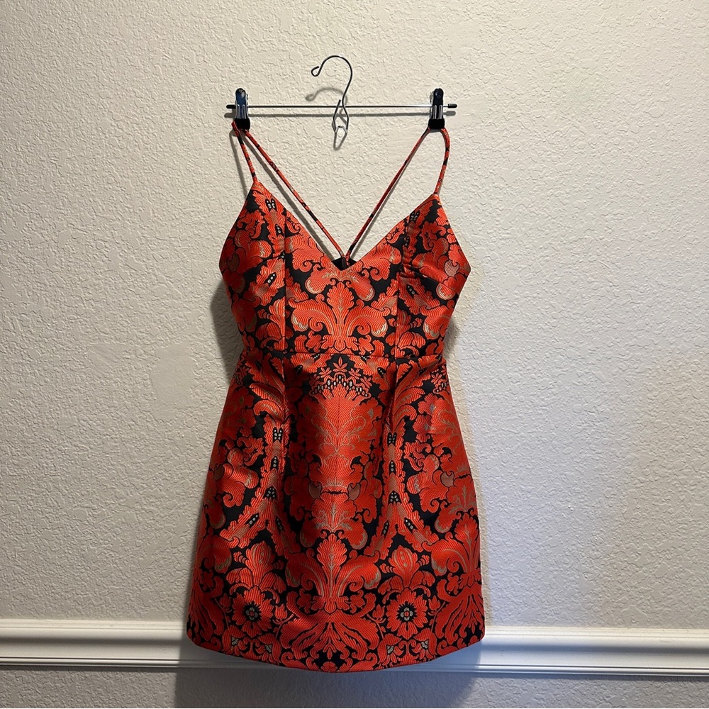 Red and Black Spaghetti Strap Mini Dress